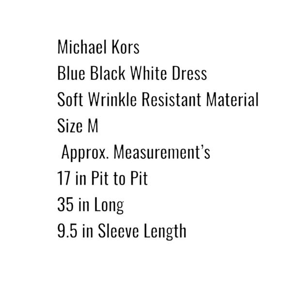 Michael Kors Dress Soft Abstract Print SZ M Blue Black Wrinkle Resistant Career - Picture 5 of 7